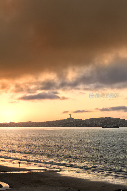 日落在La Serena, Coquimbo, Chile